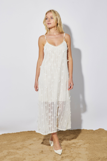 Wholesaler ELLI WHITE - Long lace strap dress with flowers