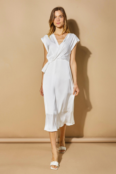 Wholesaler ELLI WHITE - Long sleeveless satin dress
