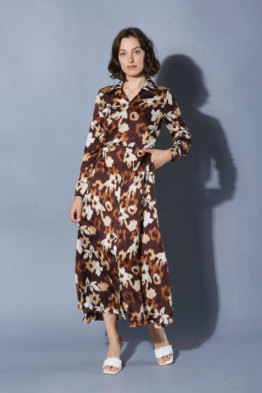 Wholesaler ELLI WHITE - Long floral print dress with wrap effect