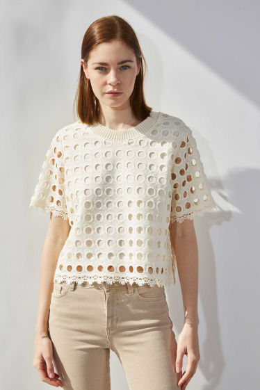 Wholesaler ELLI WHITE - Thick lace T-shirt