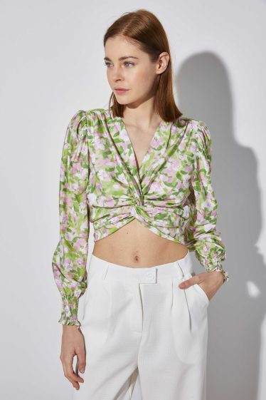 Wholesaler ELLI WHITE - Knotted effect floral print top