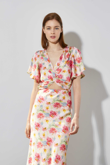 Wholesaler ELLI WHITE - Short-sleeved floral print top