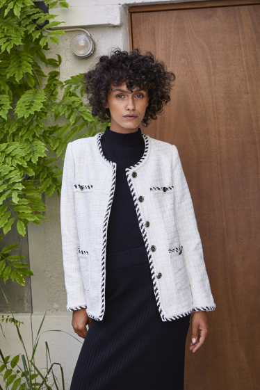 Wholesaler ELLI WHITE - Tweed jacket with piping and pockets
