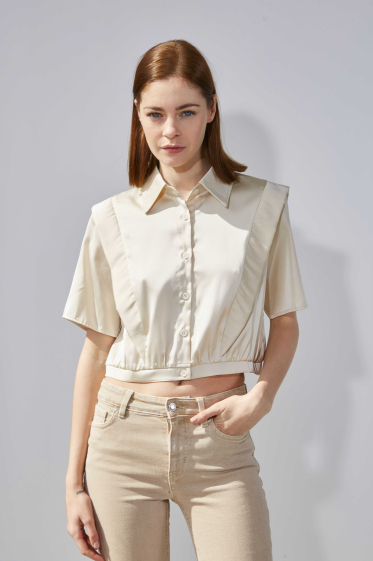 Wholesaler ELLI WHITE - Satin Short Sleeves Shirt