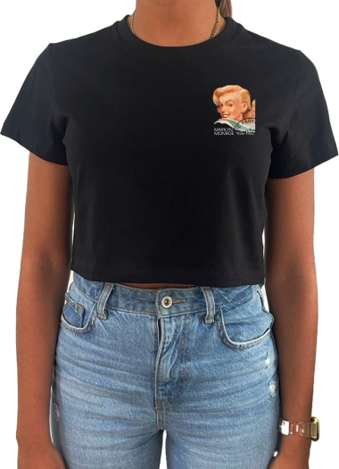 Wholesaler Elvira - Crop top round neck short sleeves 100% cotton, print1