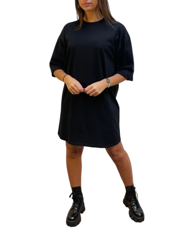 Grossiste Elvira - ROBE col rond manches coudes oversize 100%coton