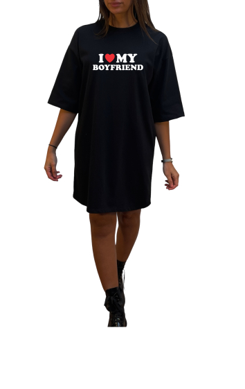 Grossiste Elvira - Robe col rond  oversize manches coudes | print  P118