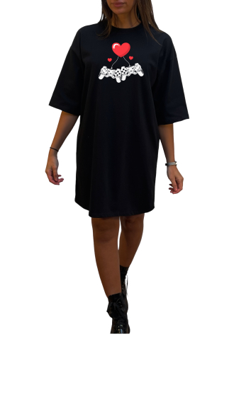 Grossiste Elvira - Robe col rond  oversize manches coudes | print  P119
