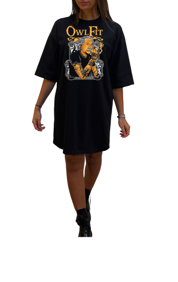 Grossiste Elvira - Robe col rond  oversize manches coudes | print  R 1