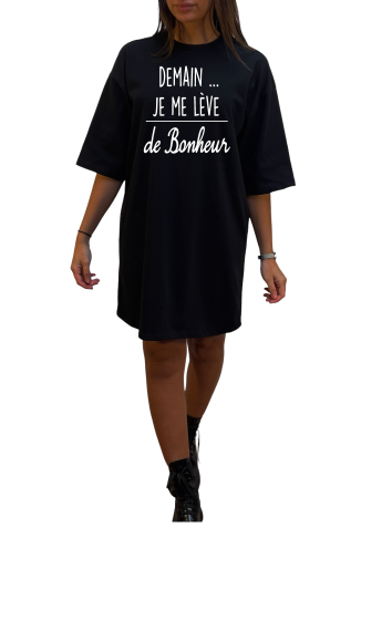 Grossiste Elvira - Robe col rond  oversize manches coudes | print  R 11