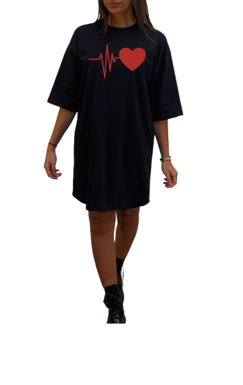 Grossiste Elvira - Robe col rond  oversize manches coudes | print  R 4