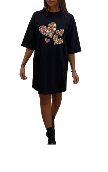 Grossiste Elvira - Robe col rond  oversize manches coudes | print  R 7