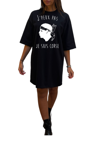 Grossiste Elvira - Robe col rond  oversize manches coudes | print  R 9