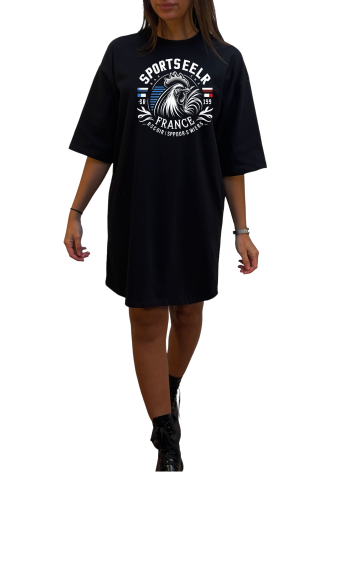 Grossiste Elvira - Robe col rond  oversize manches coudes | print  ro27