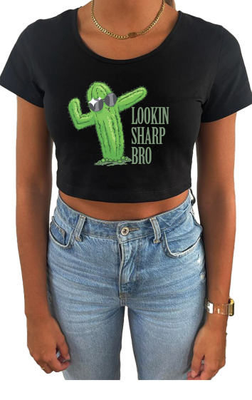 Grossiste Elvira - T-shirt  Crop top  col danseuse print 11