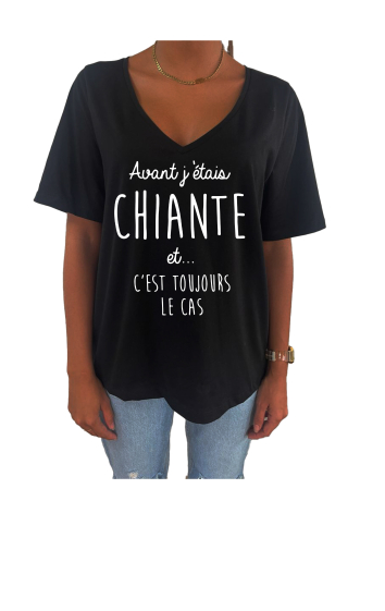 Grossiste Elvira - T-shirt femme col V oversize manches courtes | chiante