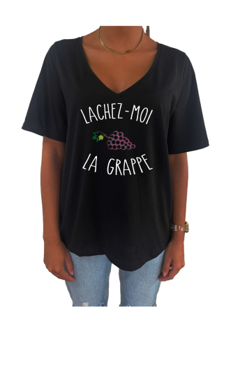 Grossiste Elvira - T-shirt femme col V oversize manches courtes | grapp
