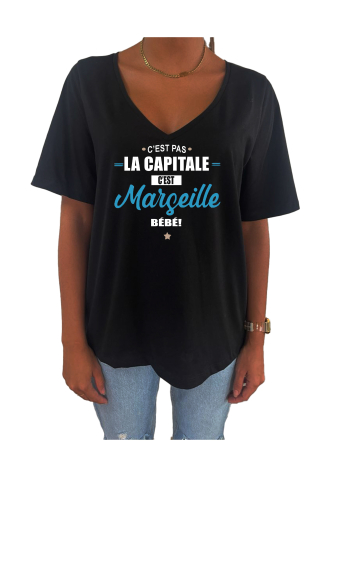 Grossiste Elvira - T-shirt femme col V oversize manches courtes | Marseille