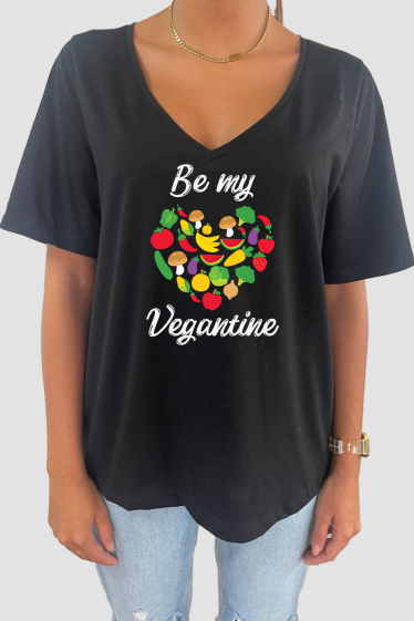 Grossiste Elvira - T-shirt femme col V oversize  | vegatine