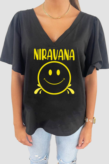 Grossiste Elvira - Tshirt femme col V 2 | nirvana