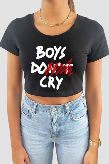 Grossiste Elvira - Tshirt Femme Crop top |  BOY DO CRY