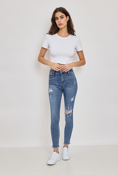 Grossiste Elya's Jeans - Jean skinny push up déchiré