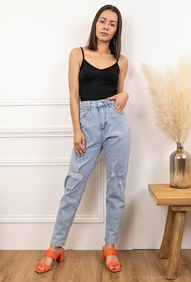 Großhändler Elya's Jeans - Ripped stretch mom jeans