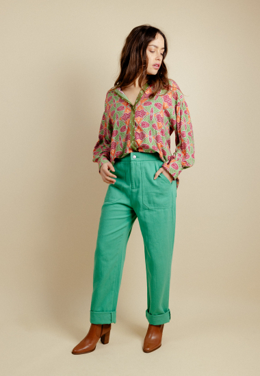 Wholesaler EMILIE K PRET A PORTER - Shirt with whimsical patterns and a lapel collar