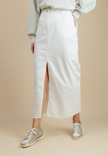 Wholesaler EMILIE K PRET A PORTER - Straight-cut long denim skirt