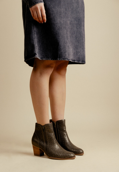 Wholesaler EMILIE KARSTON - GLORIE Beveled Heel Booties with Perforated Star Details