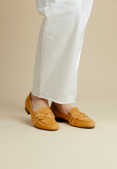 Wholesaler EMILIE KARSTON - JOANNA Women's Suede Leather Moccasins with Woven Strap