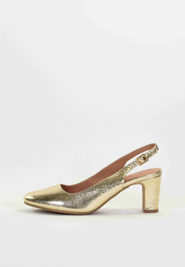 Wholesaler EMILIE KARSTON - NILIA Iridescent leather open-back heels.