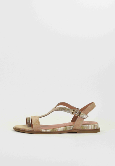 Wholesaler EMILIE KARSTON - SOTEN flat sandals in suede and iridescent leather