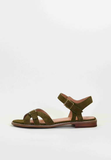 Wholesaler EMILIE KARSTON - XANE Flat suede leather sandals with adjustable buckle.
