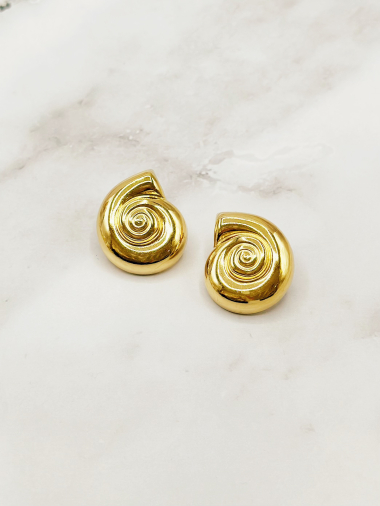 Grossiste Emily - Boucles d'oreilles en acier inoxydable Coquillage Spirale