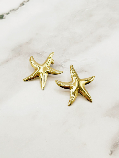Wholesaler Emily - Starfish and white pearl stainless steel earrings