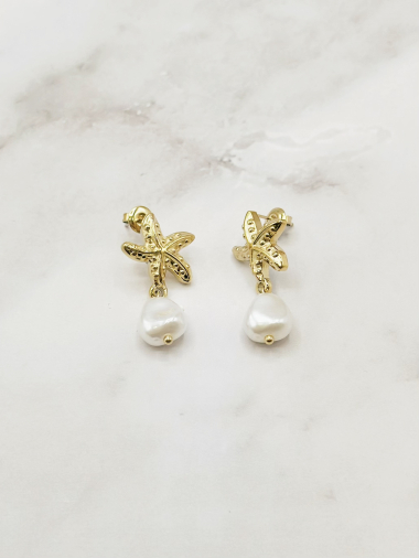 Wholesaler Emily - Starfish & Pearl stainless steel earrings