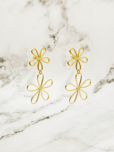 Grossiste Emily - Boucles d'oreilles en acier inoxydable Fleurs en Filigrane