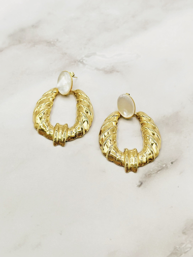 Wholesaler Emily - Stainless steel hoop earrings with triple rhinestone rings