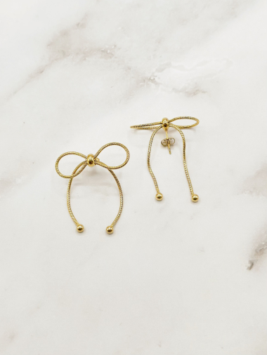 Wholesaler Emily - Stainless steel hoop earrings with triple rhinestone rings