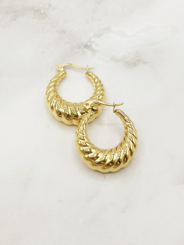 Wholesaler Emily - Stainless steel earrings Rectangular hoop earrings