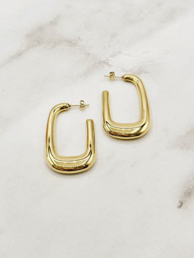 Wholesaler Emily - Stainless steel earrings Rectangular hoop earrings