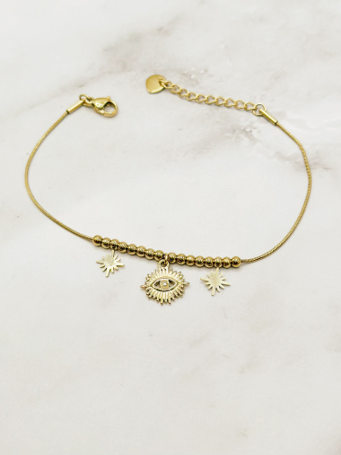 Grossiste Emily - Bracelet en acier inoxydable ajustable Oeil et étoiles