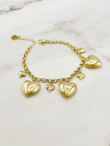 Wholesaler Emily - Stainless steel bracelet with Heart Charms