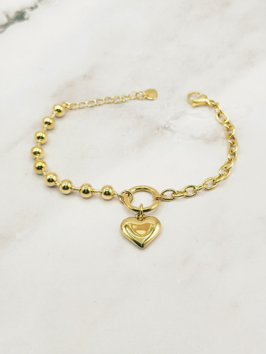 Grossiste Emily - Bracelet en acier inoxydable Coeur