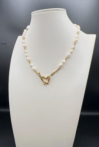 Wholesaler Emily - Stainless steel necklace and fresh water pearls