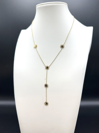Wholesaler Emily - Stainless steel necklace set with white zircons