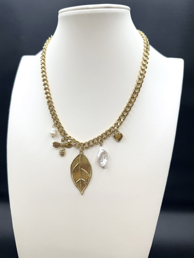 Großhändler Emily - Halskette aus Edelstahl, besetzt mit weißen Zirkonen