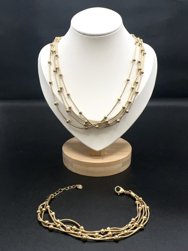 Großhändler Emily - Set aus Halskette und Armband aus Edelstahl