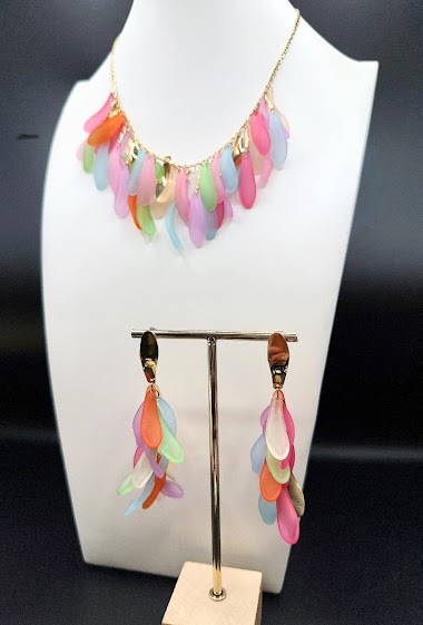 Wholesaler Emily - Stainless steel and acrylic necklace & earrings